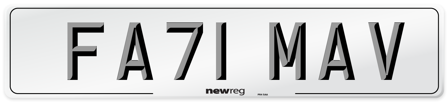FA71 MAV Number Plate from New Reg